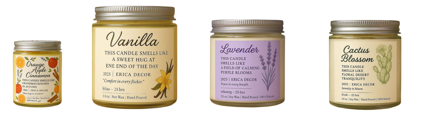 Signature Scented Candle Set – 4 Bestselling Soy Wax Candles | Erica Decor