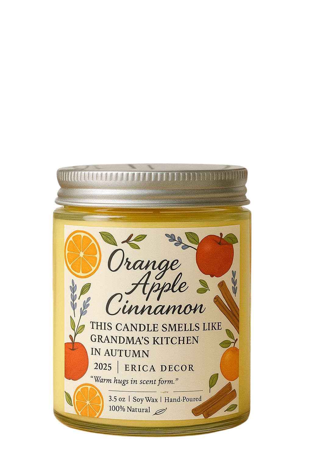 Orange Apple Cinnamon Candle – Sweet & Spicy Soy Wax | Erica Decor