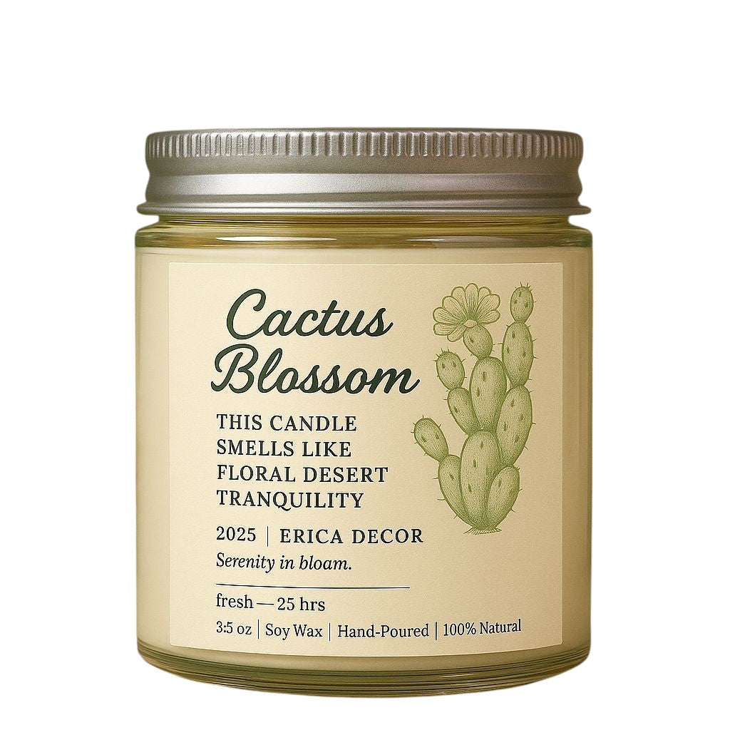 Cactus Blossom Soy Wax Candle – Fresh Floral Scent | Erica Decor