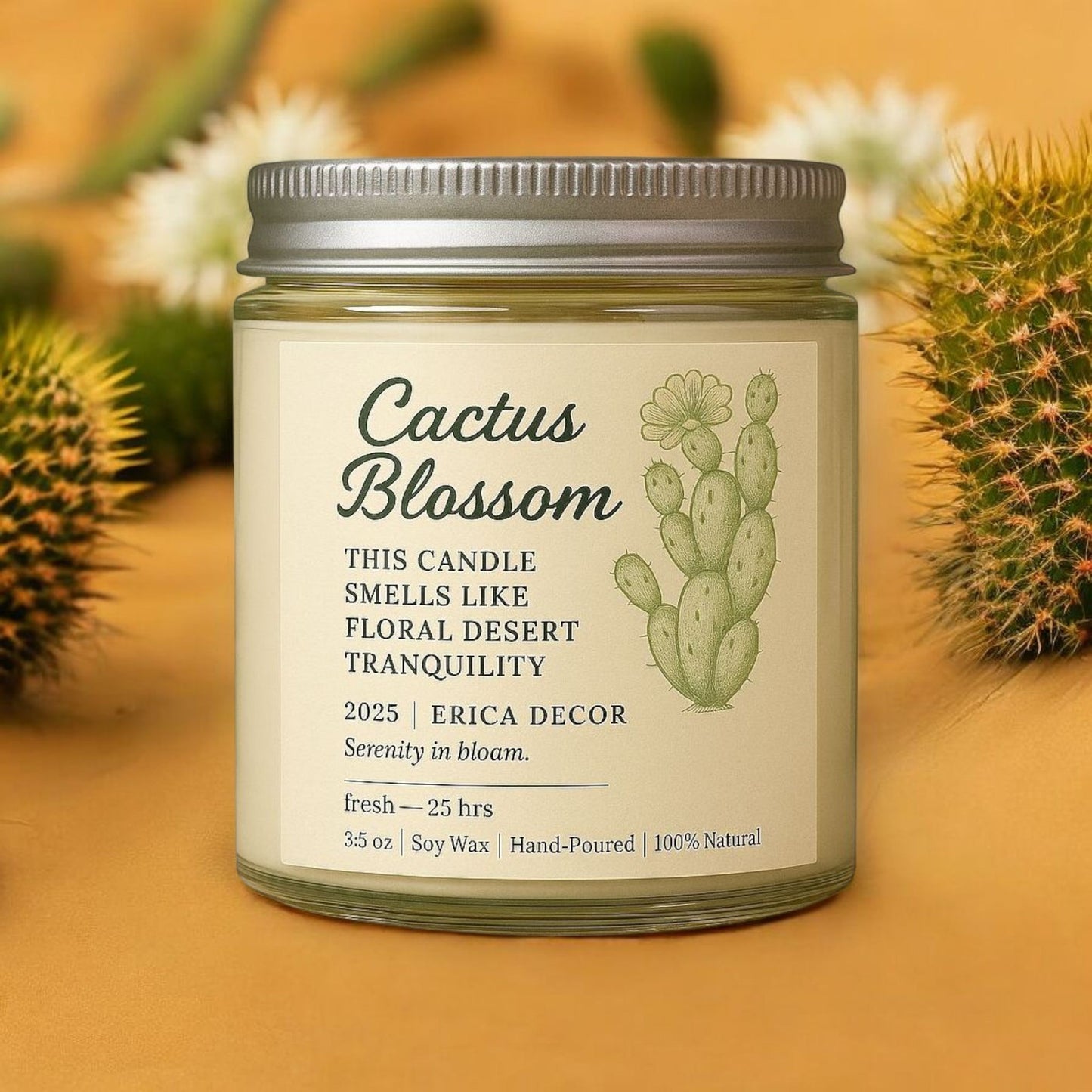 Cactus Blossom & Egyptian Cotton Candle Duo – Fresh Aroma Pair | Erica Decor