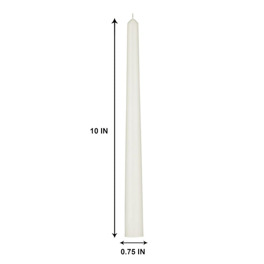 Erica Decor Candles Unscented Dripless Taper Candles || 10 Inch x 0.75 Inch || Spell Candles || Set of 10 || Paraffin Wax (White) || Burnng Time 8 Hours