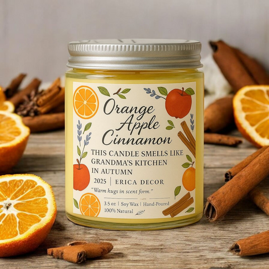 Orange Apple Cinnamon Candle – Sweet & Spicy Soy Wax | Erica Decor