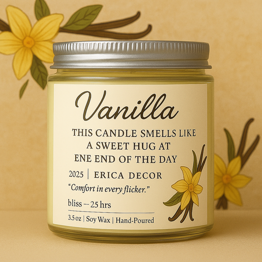 Vanilla Soy Wax Candle – Classic Sweet Aroma | Erica Decor