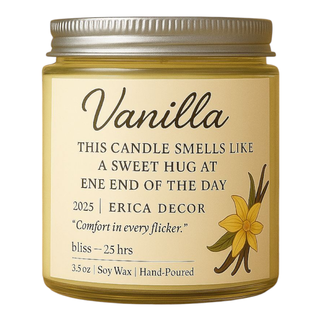Vanilla Soy Wax Candle – Classic Sweet Aroma | Erica Decor