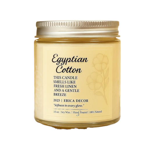 Egyptian Cotton Soy Candle – Clean & Crisp Linen Scent | Erica Decor